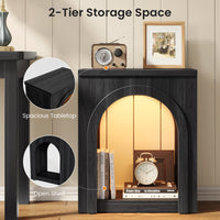 Sikaic End Table Sikaic Arched End Table with LED Lighting Matte Black Black / Engineered Wood / Modern