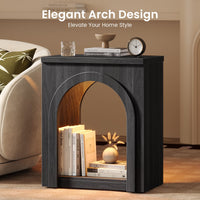 Sikaic End Table Sikaic Arched End Table with LED Lighting Matte Black Black / Engineered Wood / Modern
