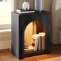 Sikaic End Table Sikaic Arched End Table with LED Lighting Matte Black Black / Engineered Wood / Modern