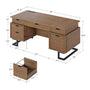Sikaic Executive Desk Charging Station Large Home Office Desks & U-Shaped Legs Brown Brown / Engineered Wood / Modern