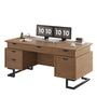 Sikaic Executive Desk Charging Station Large Home Office Desks & U-Shaped Legs Brown Brown / Engineered Wood / Modern
