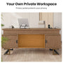 Sikaic Executive Desk Charging Station Large Home Office Desks & U-Shaped Legs Brown Brown / Engineered Wood / Modern