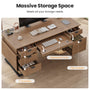Sikaic Executive Desk Charging Station Large Home Office Desks & U-Shaped Legs Brown Brown / Engineered Wood / Modern