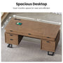 Sikaic Executive Desk Charging Station Large Home Office Desks & U-Shaped Legs Brown Brown / Engineered Wood / Modern