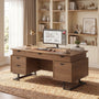 Sikaic Executive Desk Charging Station Large Home Office Desks & U-Shaped Legs Brown Brown / Engineered Wood / Modern