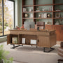 Sikaic Executive Desk Charging Station Large Home Office Desks & U-Shaped Legs Brown Brown / Engineered Wood / Modern