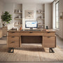 Sikaic Executive Desk Charging Station Large Home Office Desks & U-Shaped Legs Brown Brown / Engineered Wood / Modern