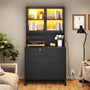 Sikaic File Cabinet File Cabinet with Bookshelf Black Black / Engineered Wood / Modern