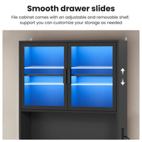 Sikaic File Cabinet File Cabinet with Bookshelf Black Black / Engineered Wood / Modern