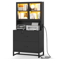 Sikaic File Cabinet File Cabinet with Bookshelf Black Black / Engineered Wood / Modern