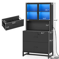 Sikaic File Cabinet File Cabinet with Bookshelf Black Black / Engineered Wood / Modern