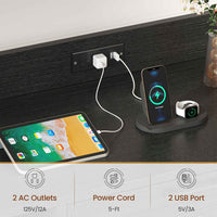 Sikaic File Cabinet Vertical File Cabinet with Lock and Charging Station & Printer Stand Open Storage Shelf for Home Office Black Black / Engineered Wood / Modern