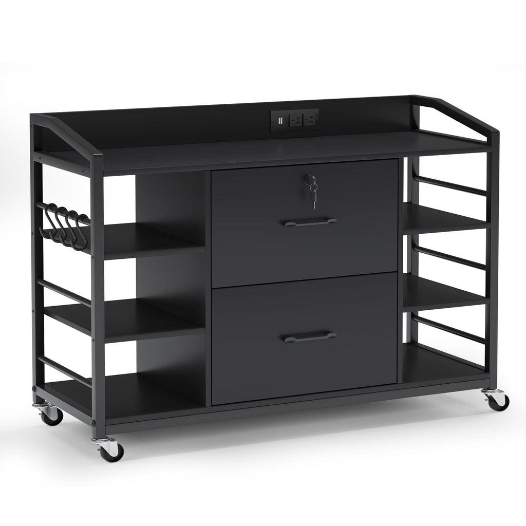 44 Inches File Cabinet with Drawers Black