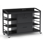 Sikaic File Cabinet 44 Inches File Cabinet with 2 Drawers Black Black / Wood / Modern