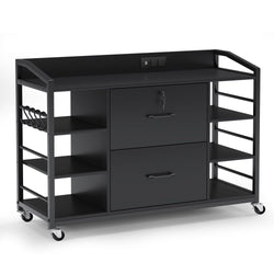 Sikaic File Cabinet 44 Inches File Cabinet with 2 Drawers Black Black / Wood / Modern