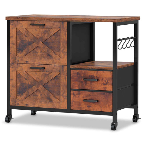 Sikaic File Cabinet File Cabinet with Wheels Brown Brown / Engineered Wood / Modern