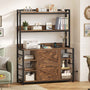 Sikaic File Cabinet Vertical File Cabinet with Lock and Charging Station & Printer Stand Open Storage Shelf for Home Office Rustic Brown Brown / Engineered Wood / Modern