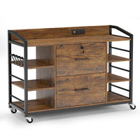 Sikaic File Cabinet 44 Inches File Cabinet with 2 Drawers Rustic Brown Brown / Rustic / Wood