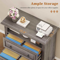 Sikaic File Cabinet File Cabinet with Printer Stand and 2 Drawers Grey Grey / Engineered Wood / Farmhouse