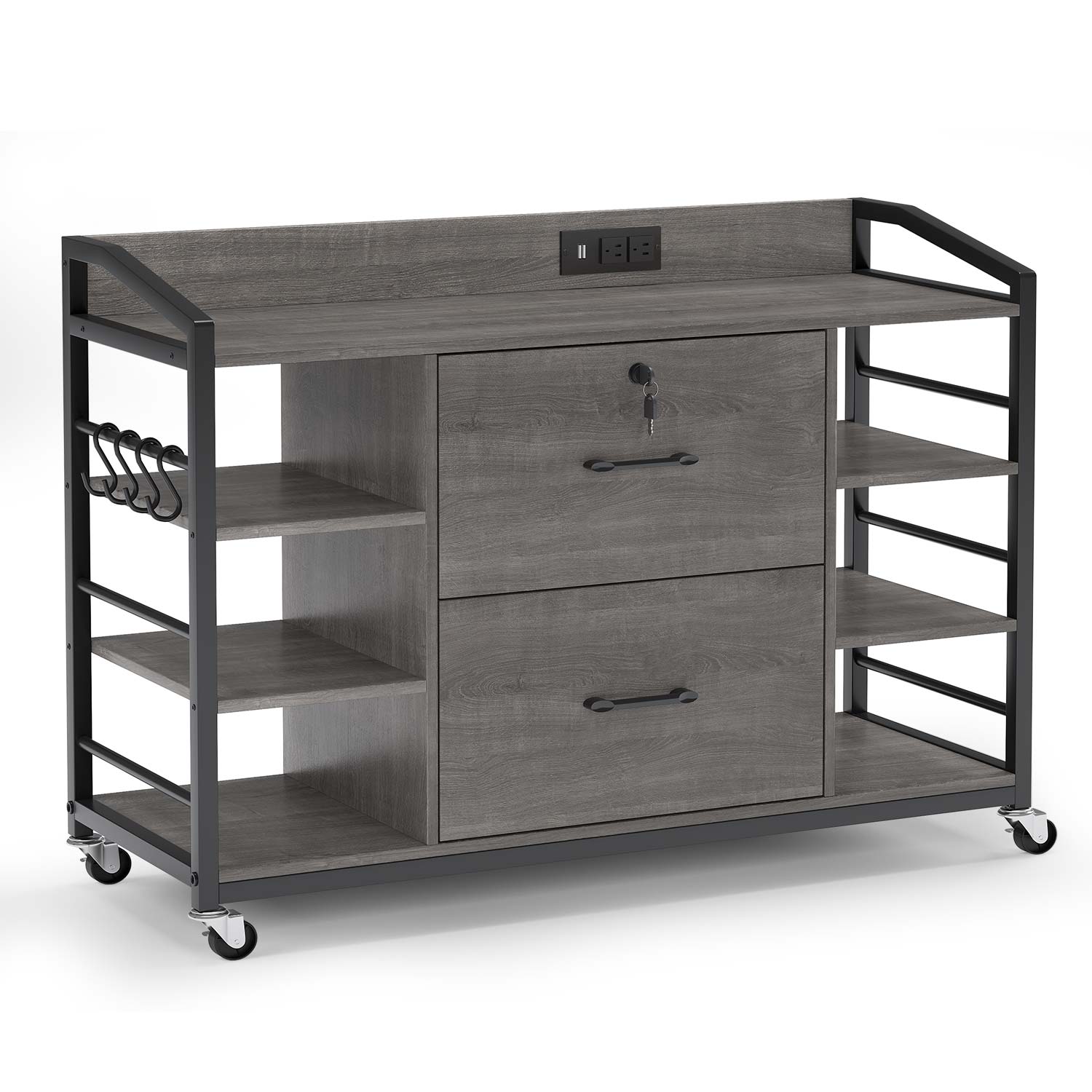Grey Table. File Sikaic 44 Inches File Cabinet with Drawers Outlets Grey