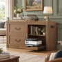 Sikaic File Cabinet 2 Drawer File Cabinet with Lock Printer Shelf and Charging Station Walnut Walnut / Engineered Wood / Farmhouse