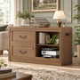 Sikaic File Cabinet 2 Drawer File Cabinet with Lock Printer Shelf and Charging Station Walnut Walnut / Engineered Wood / Farmhouse