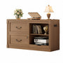 Sikaic File Cabinet 2 Drawer File Cabinet with Lock Printer Shelf and Charging Station Walnut Walnut / Engineered Wood / Farmhouse