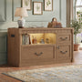 Sikaic File Cabinet 3 Drawer Lateral File Cabinet with Lock Charging Station and LED Light Walnut Walnut / Engineered Wood / Farmhouse