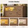 Sikaic File Cabinet 3 Drawer Lateral File Cabinet with Lock Charging Station and LED Light Walnut Walnut / Engineered Wood / Farmhouse