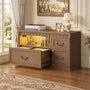 Sikaic File Cabinet 3 Drawer Lateral File Cabinet with Lock Charging Station and LED Light Walnut Walnut / Engineered Wood / Farmhouse