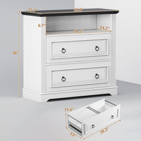 Sikaic File Cabinet File Cabinet with Printer Stand and 2 Drawers White White / Engineered Wood / Farmhouse