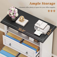 Sikaic File Cabinet File Cabinet with Printer Stand and 2 Drawers White White / Engineered Wood / Farmhouse