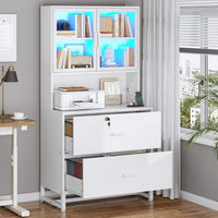 Sikaic File Cabinet File Cabinet with Bookshelf White White / Engineered Wood / Modern
