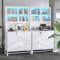 Sikaic File Cabinet File Cabinet with Bookshelf White White / Engineered Wood / Modern