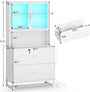 Sikaic File Cabinet File Cabinet with Bookshelf White White / Engineered Wood / Modern