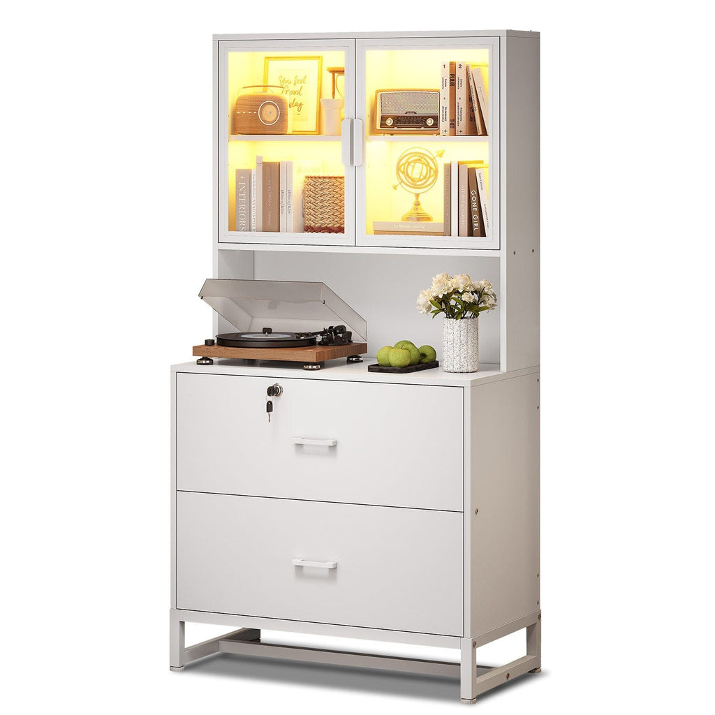 File Cabinet with Bookshelf White