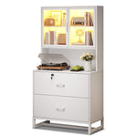 Sikaic File Cabinet File Cabinet with Bookshelf White White / Engineered Wood / Modern