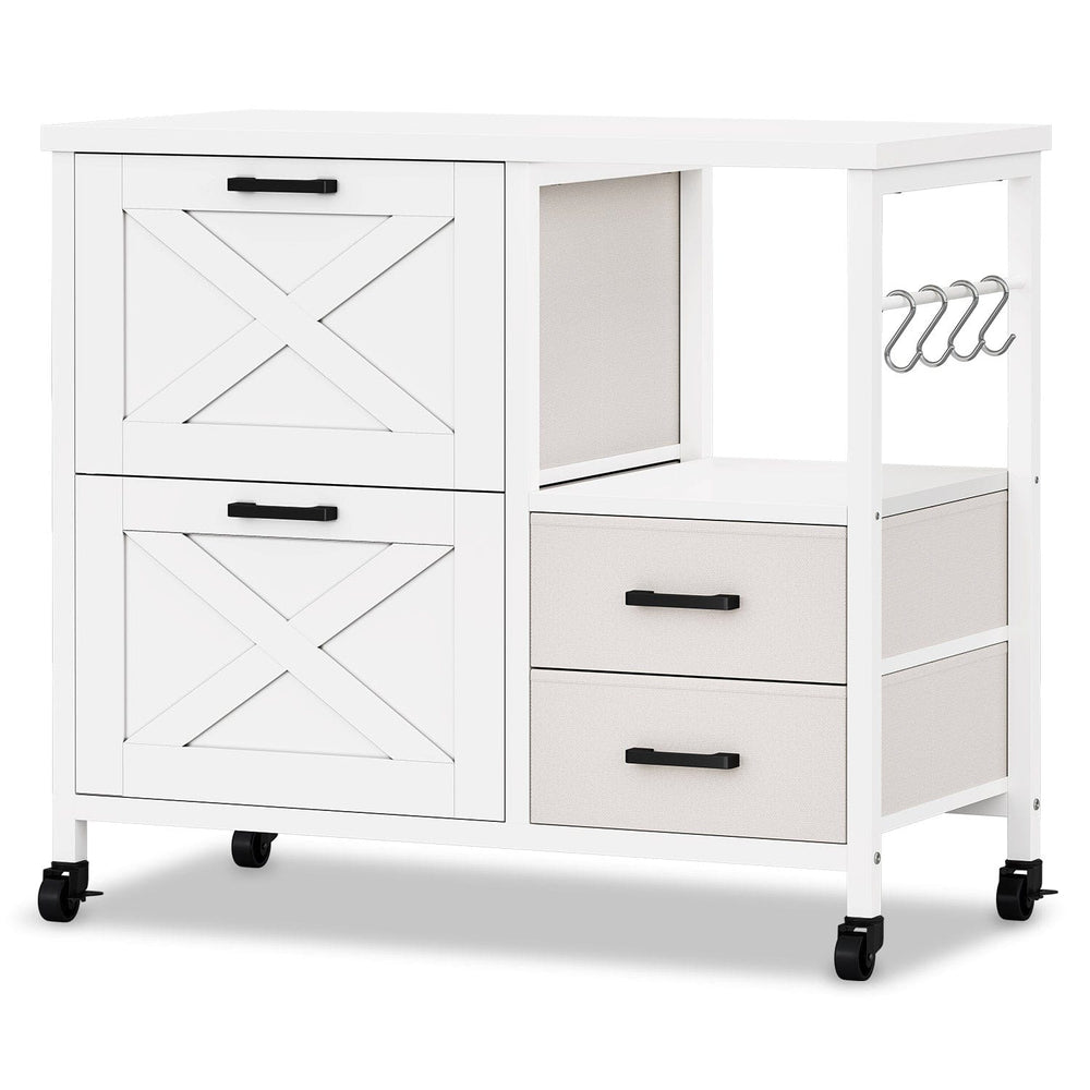 Sikaic File Cabinet File Cabinet with Wheels White White / Engineered Wood / Modern