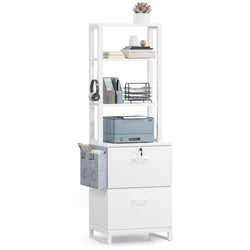 Sikaic File Cabinet File Cabinet with 2 Drawers and Lock White White / Modern