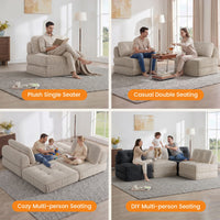 Sikaic Folding Sofa Convertible Folding Sofa Bed Lounge Chair with Pillows Cream White Cream White / Corduroy + Sponge / Modern