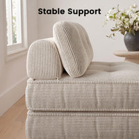 Sikaic Folding Sofa Convertible Folding Sofa Bed Lounge Chair with Pillows Cream White Cream White / Corduroy + Sponge / Modern