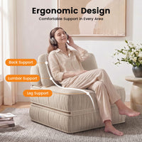 Sikaic Folding Sofa Convertible Folding Sofa Bed Lounge Chair with Pillows Cream White Cream White / Corduroy + Sponge / Modern