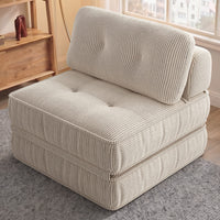 Sikaic Folding Sofa Convertible Folding Sofa Bed Lounge Chair with Pillows Cream White Cream White / Corduroy + Sponge / Modern