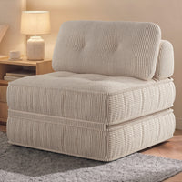 Sikaic Folding Sofa Convertible Folding Sofa Bed Lounge Chair with Pillows Cream White Cream White / Corduroy + Sponge / Modern