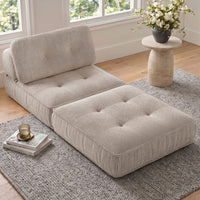Sikaic Folding Sofa Convertible Folding Sofa Bed Lounge Chair with Pillows Cream White Cream White / Corduroy + Sponge / Modern