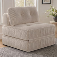 Sikaic Folding Sofa Convertible Folding Sofa Bed Lounge Chair with Pillows Cream White Cream White / Corduroy + Sponge / Modern