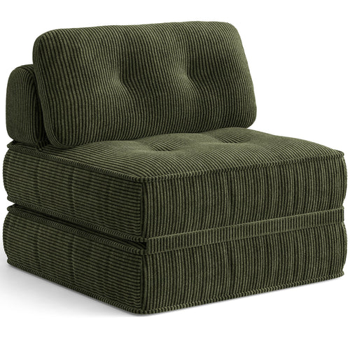 Sikaic Folding Sofa Convertible Folding Sofa Bed Lounge Chair with Pillows Dark Green Dark Green / Corduroy + Sponge / Modern