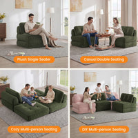 Sikaic Folding Sofa Convertible Folding Sofa Bed Lounge Chair with Pillows Dark Green Dark Green / Corduroy + Sponge / Modern