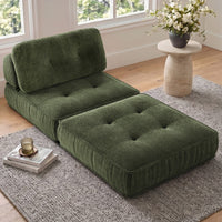 Sikaic Folding Sofa Convertible Folding Sofa Bed Lounge Chair with Pillows Dark Green Dark Green / Corduroy + Sponge / Modern