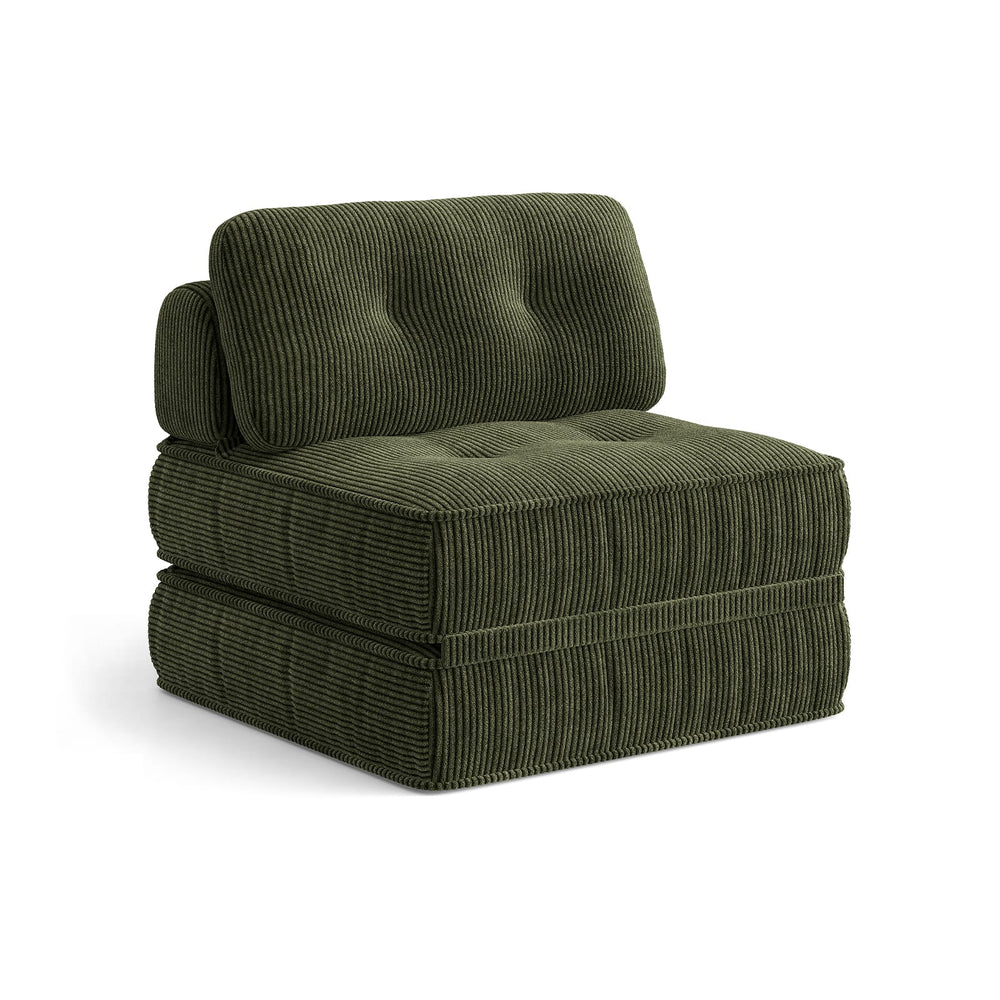 Sikaic Folding Sofa Convertible Folding Sofa Bed Lounge Chair with Pillows Dark Green Dark Green / Corduroy + Sponge / Modern